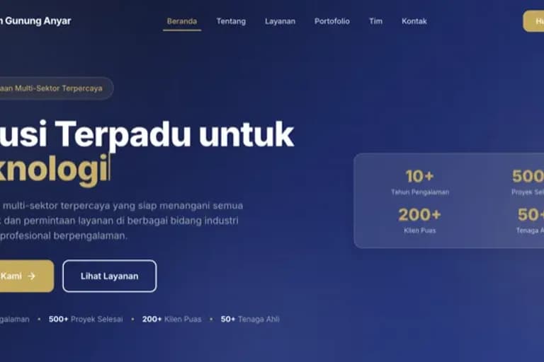 PT Nisam Gunung Anyar Website cover
