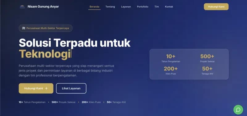 PT Nisam Gunung Anyar Website cover